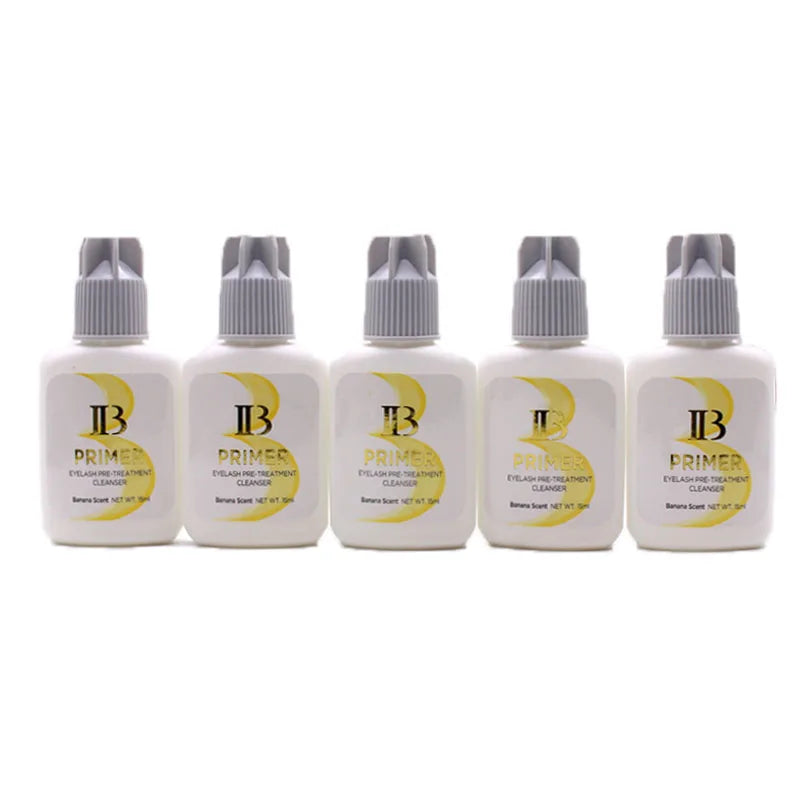 Kit com 2 Frascos de Cola para Extensão de Cílios IBeauty Coreana 15ml - Primer IB e Super Bonder para Fixação de Cílios Falsos - Ferramentas de Maquiagem Profissional