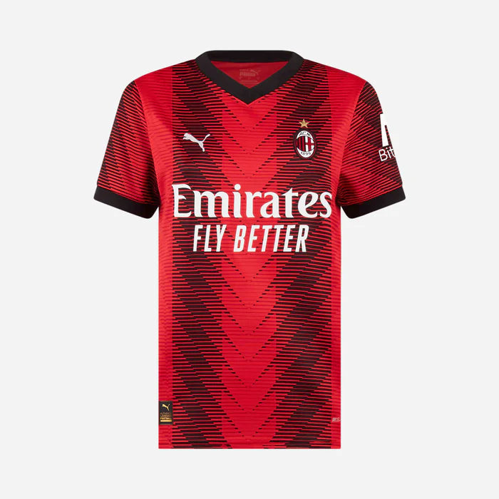 Camisola Feminina AC Milan I 23/24 - Vermelho e Preto