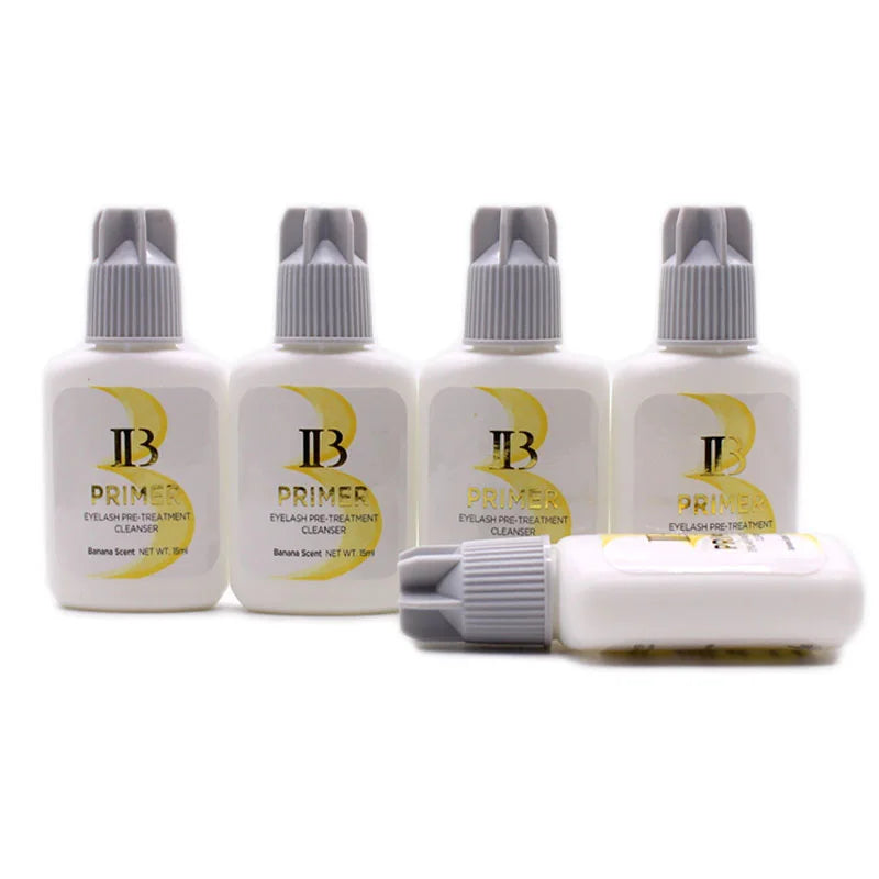 Kit com 2 Frascos de Cola para Extensão de Cílios IBeauty Coreana 15ml - Primer IB e Super Bonder para Fixação de Cílios Falsos - Ferramentas de Maquiagem Profissional