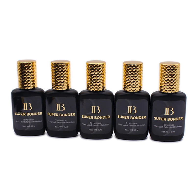 Kit com 2 Frascos de Cola para Extensão de Cílios IBeauty Coreana 15ml - Primer IB e Super Bonder para Fixação de Cílios Falsos - Ferramentas de Maquiagem Profissional