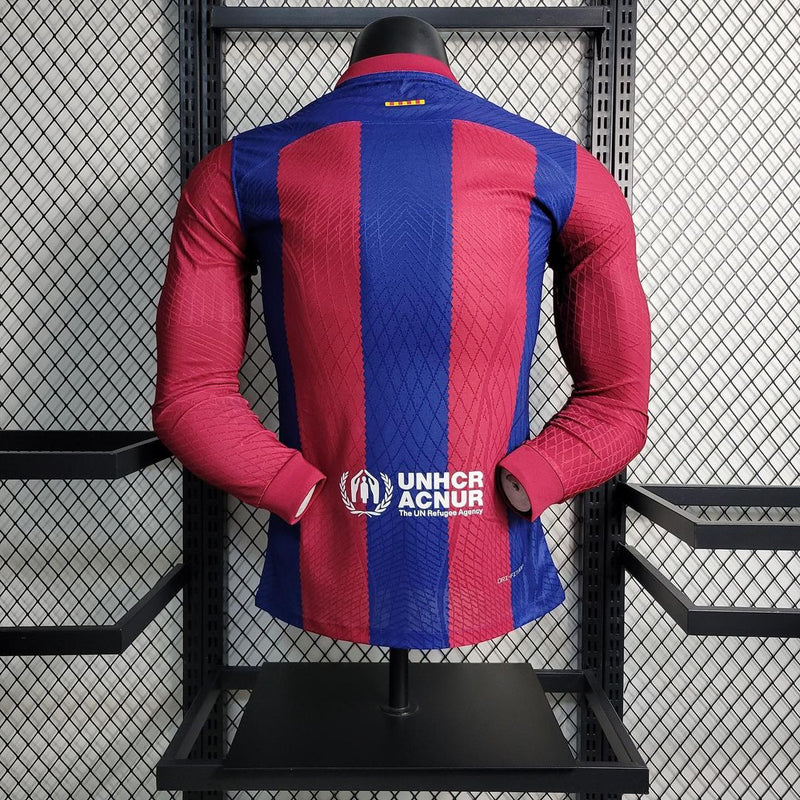 Camisola Barcelona Manga Longa Home Modelo Jogador 23/24