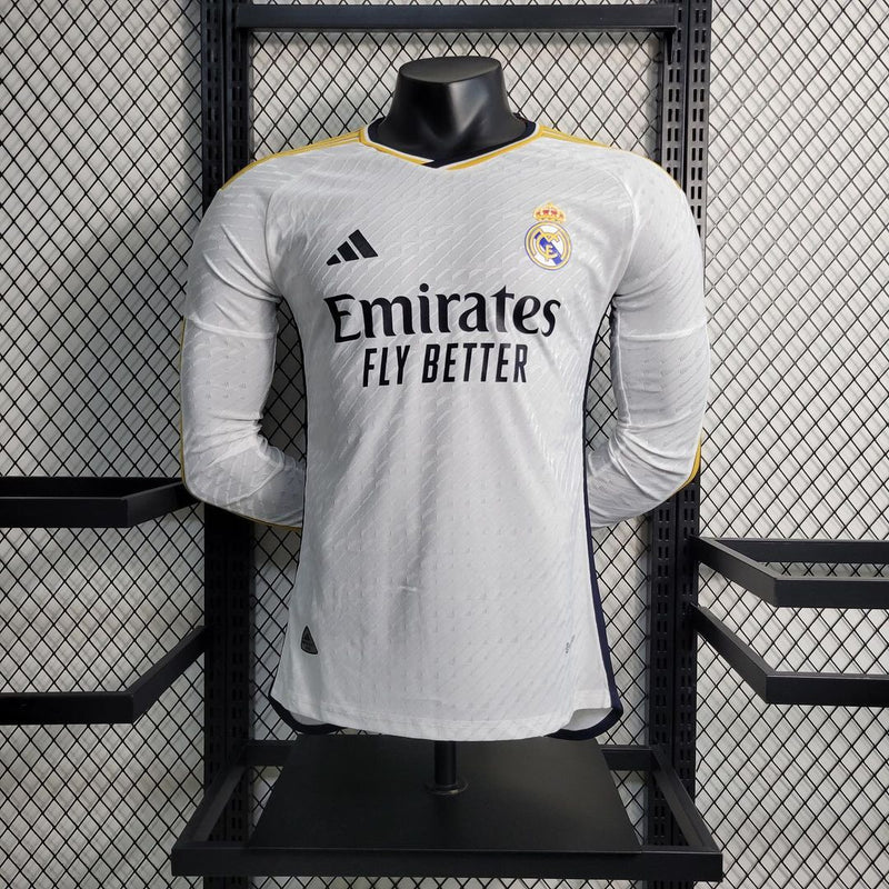 Camisola Real Madrid Manga Longa Home Modelo Jogador 23/24