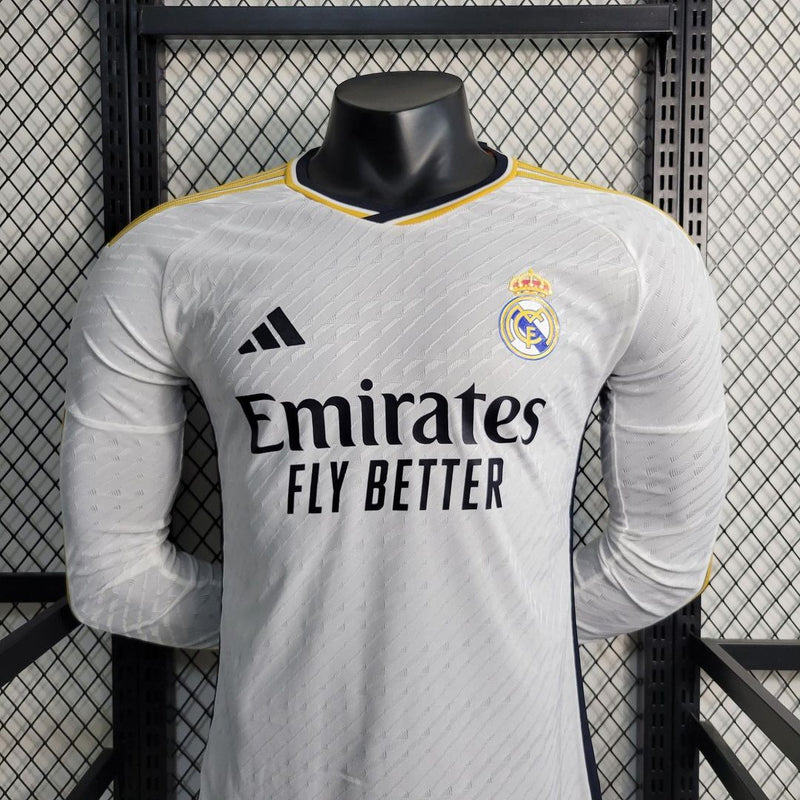 Camisola Real Madrid Manga Longa Home Modelo Jogador 23/24