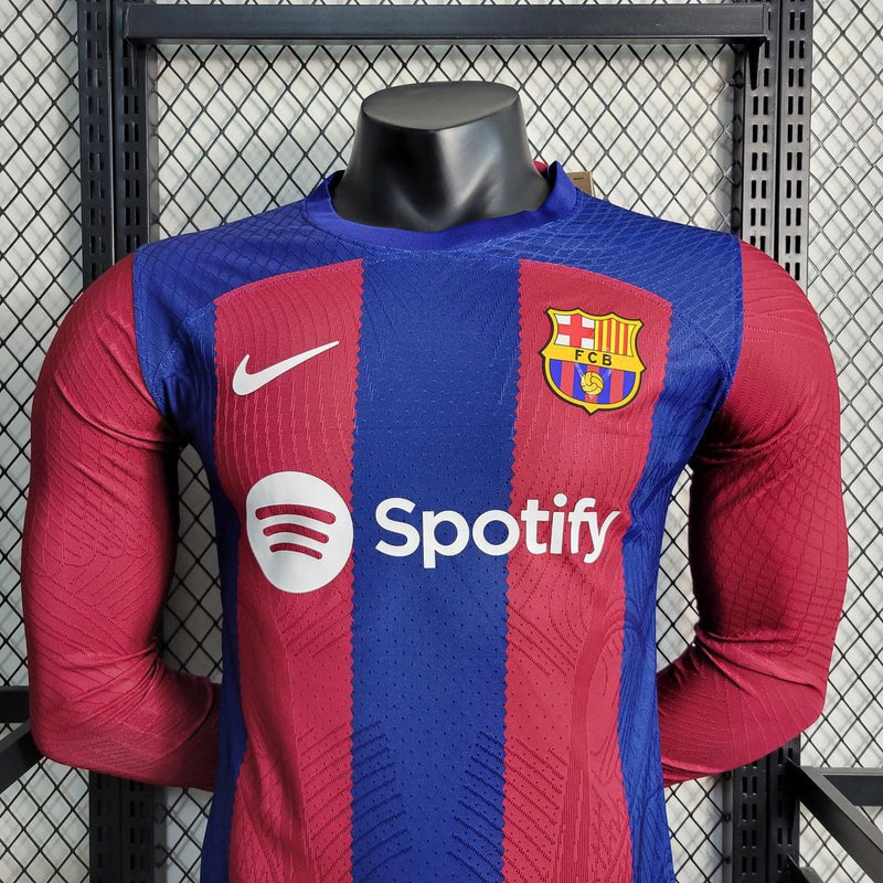 Camisola Barcelona Manga Longa Home Modelo Jogador 23/24